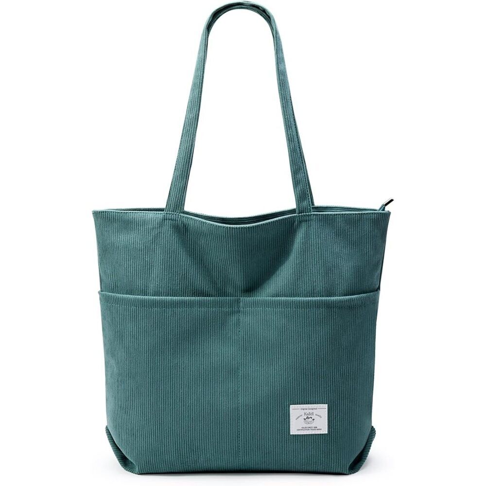 Women D-Blue Imported Corduroy Casual Big Capacity Shoulder Tote Handbag
